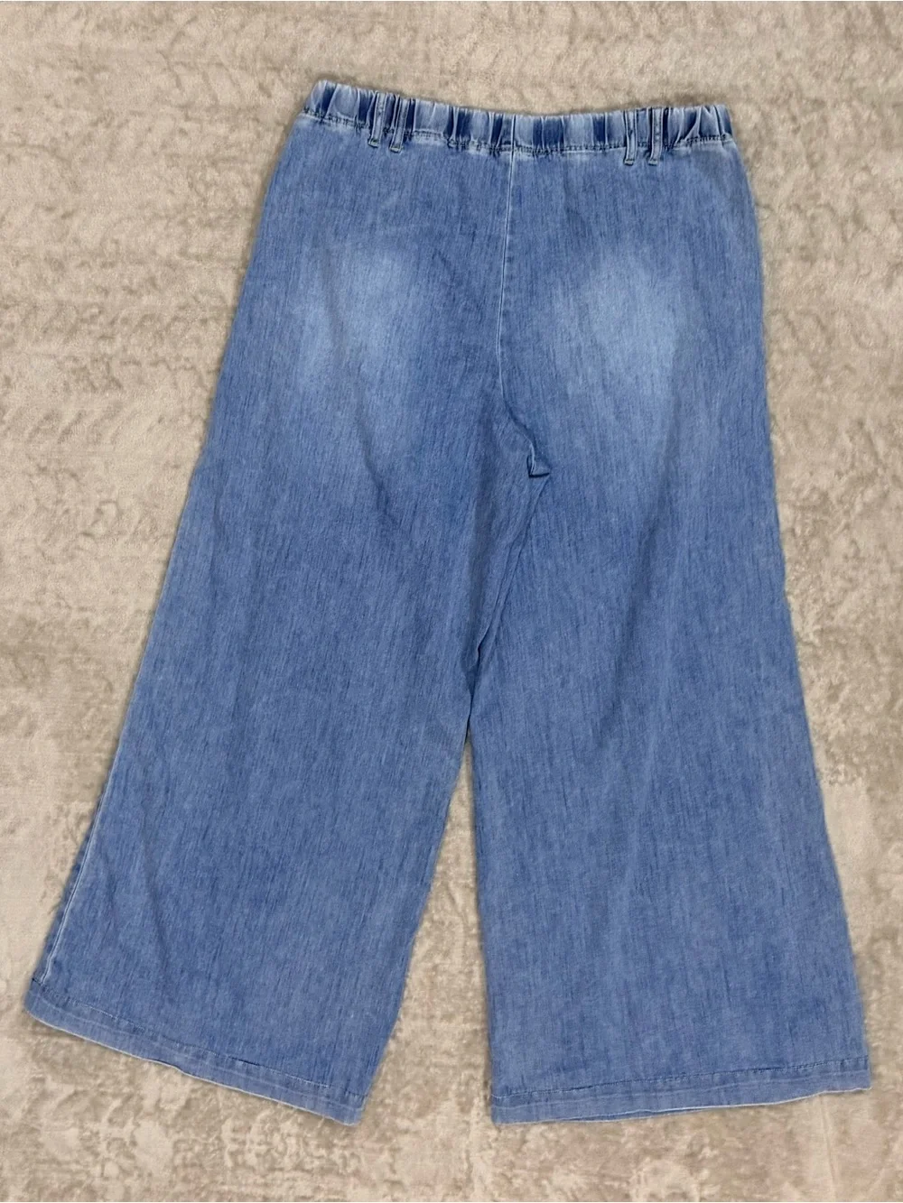 1822 Denim Wide Leg Pleated Denim Culottes Crop Pants Sz 12/31 Mom Croquette